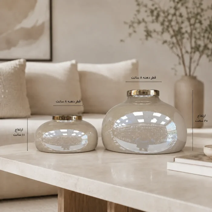گلدان شیشه‌ای دکوراتیو رومیزی دوطرفه - Image 8