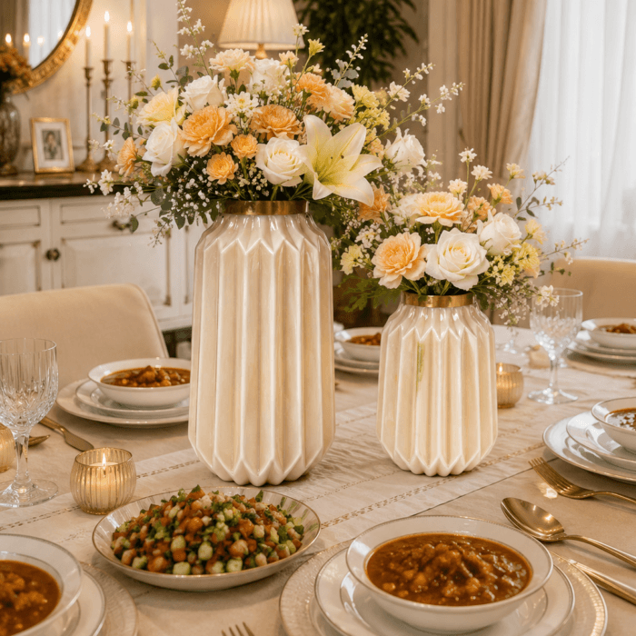 گلدان شیشه‌ای دکوراتیو رومیزی مدل لنا سایز 21 و 32