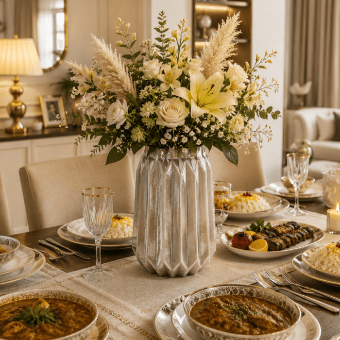 گلدان شیشه‌ای دکوراتیو رومیزی مدل لنا سایز 21 و 32