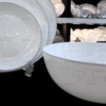 سرویس ظروف غذاخوری آرکوپال گلدن اپال 26 پارچه طرح نگار سفید